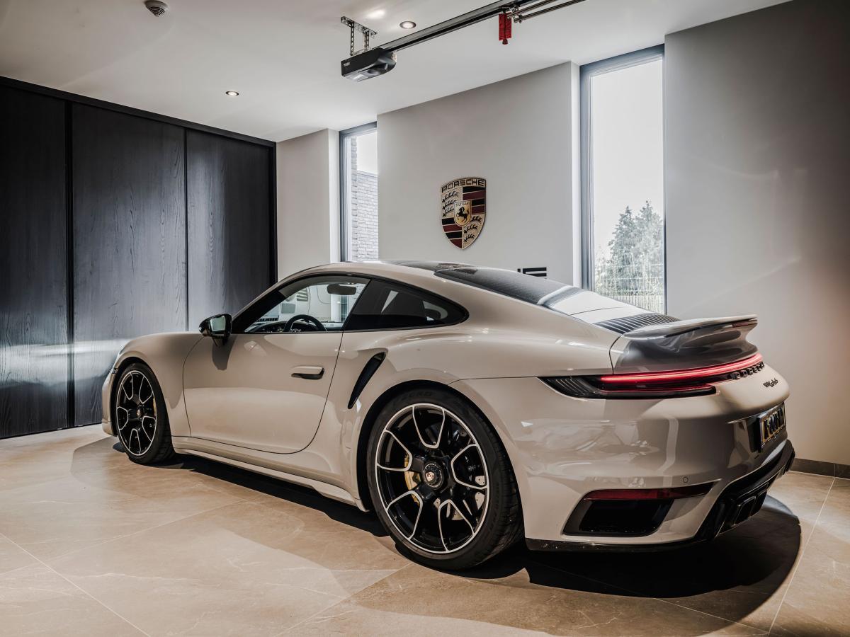 Porsche in garage