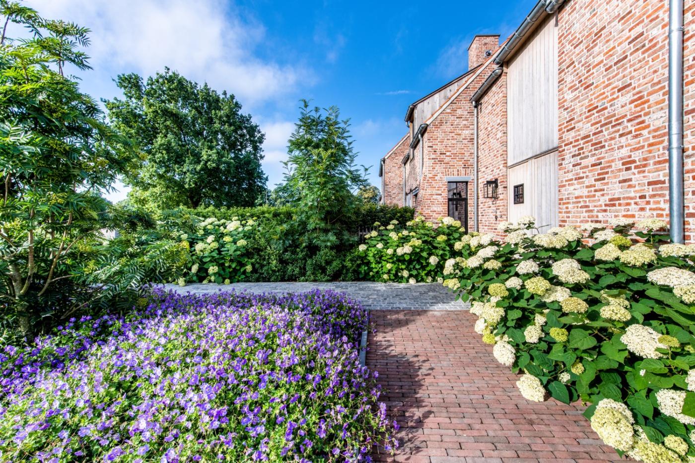 tuinpad met bloemen