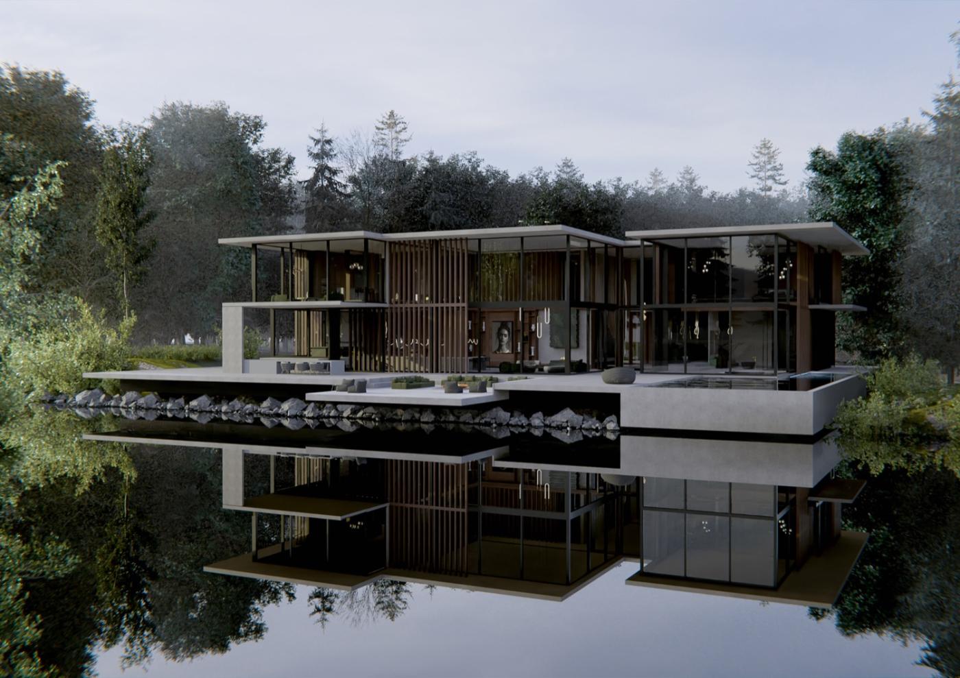 villa aan het water